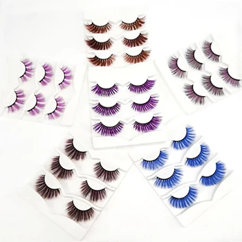 

New color false eyelashes a box of 3 pairs of imitation mink hair eyelashes