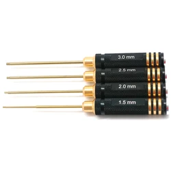Juego de destornilladores hexagonales de 4 piezas, herramientas de reparación hexagonales de titanio endurecido, 1,5, 2,0, 2,5, 3,0 MM, para helicóptero teledirigido