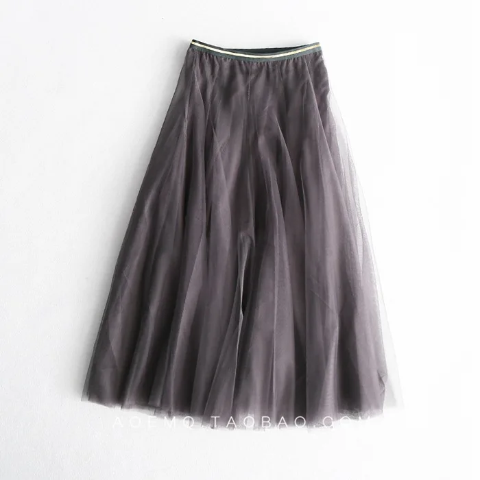 

A Generation of Early Autumn Elegant Versatile Solid Color Mesh Skirt Phnom Penh Elastic Waist Skirt Entity