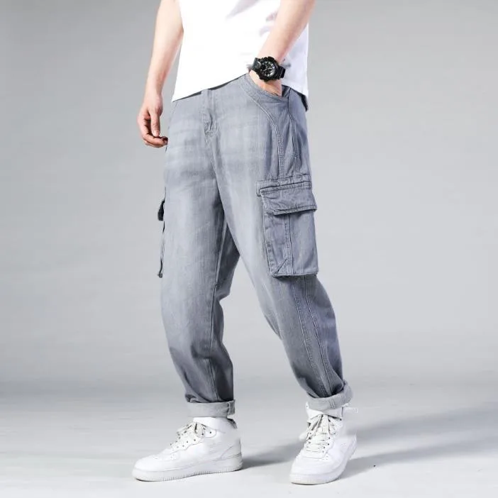 

Hip Hop Men's Jeans Plus Size Baggy Skateboard Trousers Hiphop Loose Men Boys Multi-pocket Denim Rap pants mens Four Seasons