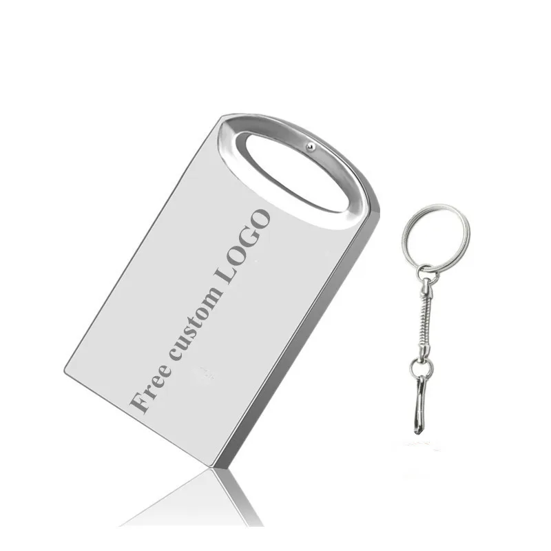 Флеш-накопитель 16 ГБ, металлический USB 2,0, 32 ГБ, 64 ГБ, флеш-накопитель, флешка, 4 ГБ, 8 ГБ, флешка для ключей, мини, портативный, 128 ГБ, печать логотипа