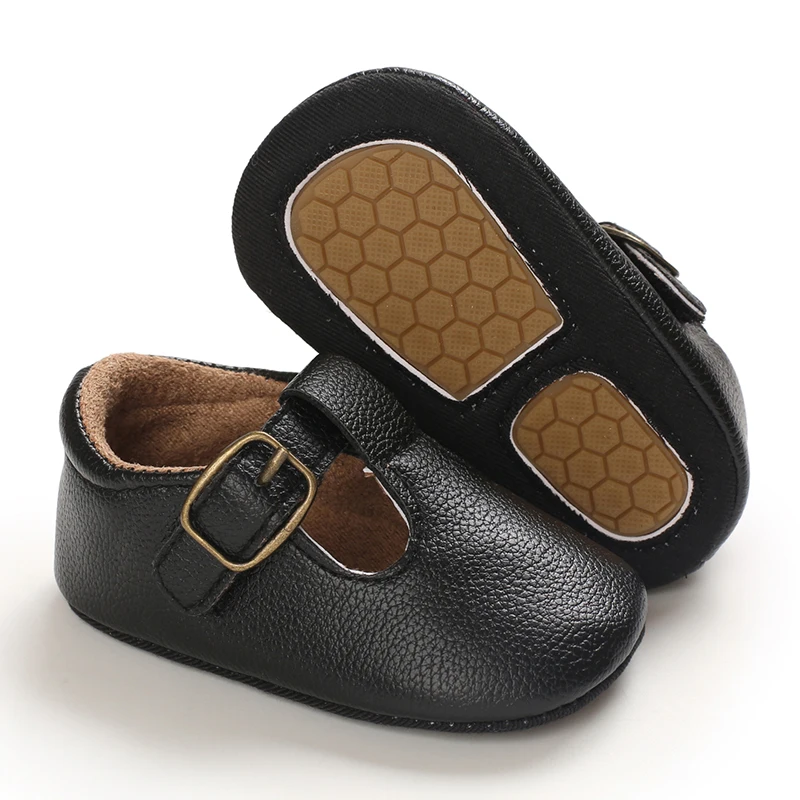 Infant Newborn Baby Girls Princess Non-Slip Floral Border Shoes Toddler Baby Soft PU Leather Prewalker Shoes Solid First Walkers