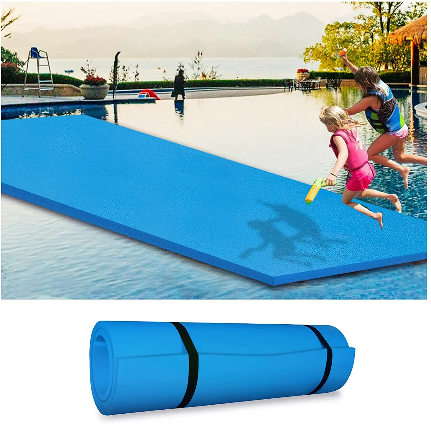 220cm Summer Swimming Floating Water Pad Mat Portable Folding Foam