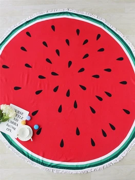 

Watermelon Orange Fruit Printed Beach Towel Absorbent Soft Round Microfiber Towel Adult Kids Beach Carpet Tapestry Blanket 150cm
