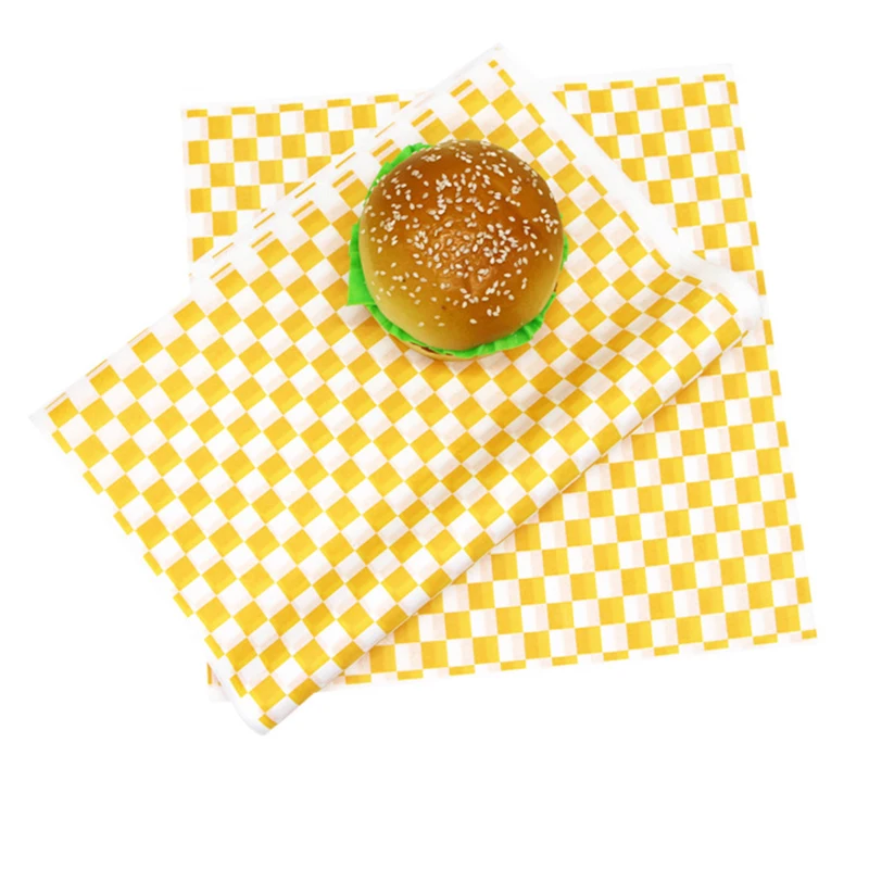 250-500pcs Red Checkered Wax Paper Food Grade Grease Sheets Food Wrapper  Wrapping Bread Burger Fries Oil paper Baking Tools - AliExpress