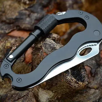 

5 in 1 Multi-functional Knife Updated Carabiner Keychain Camping Survival Gear Multi-functional Openers
