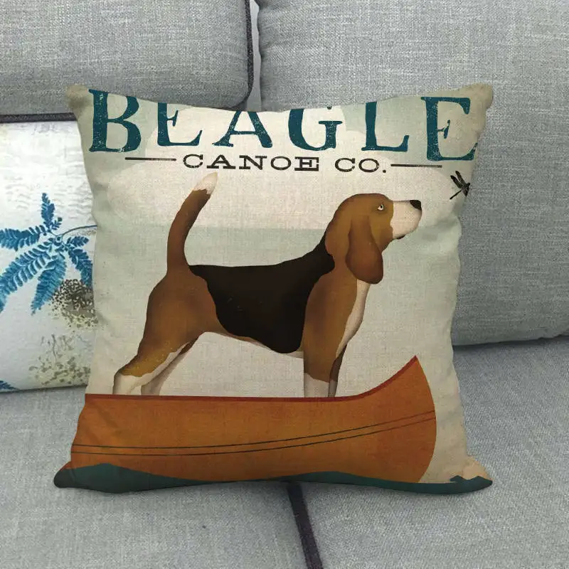 14 45cm*45cm dog on boat animals design linen/cotton throw pillow covers couch cushion cover home decor pillow - Цвет: 14
