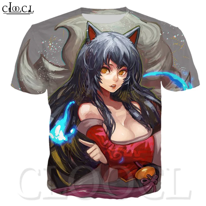 Популярная футболка Ahri для мужчин/женщин Повседневная Футболка Harajuku с 3d принтом