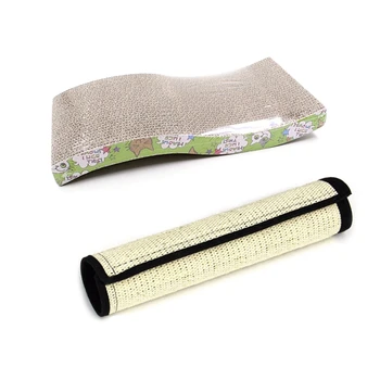 

2 Pcs Cat Scratch Pad: 1Pcs Scratching Board for Cat with Catnip S Type & 1Pcs Cat Scratching Post Natural Sisal Mat Toy