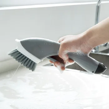 

Kitchen Cleaning Brush with Liquid Long-handled Household Pot Dish Pan Washing Brush Clean Convenient Tools Plastic Hand SW142