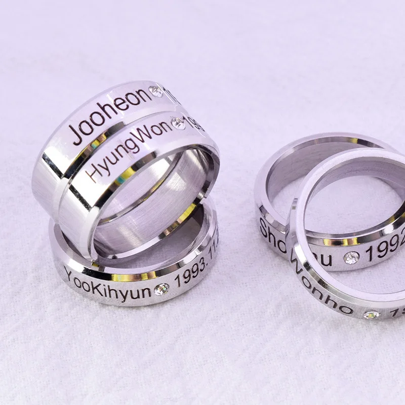 Kpop MONSTA X Name Ring K-Pop Hyung Won Joo Heon Minhyuk Shownu Won Ho Yoo Kihyun I.M Fashion Accessories Rings Fans Collection image 5