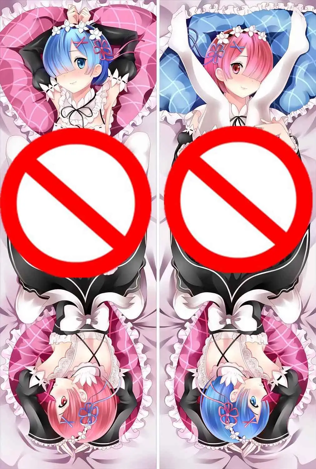 Чехол с рисунком аниме Re Zero Kara Hajimeru Isekai Seikatsu Dakimakura Обложка героями Рем и ОЗУ