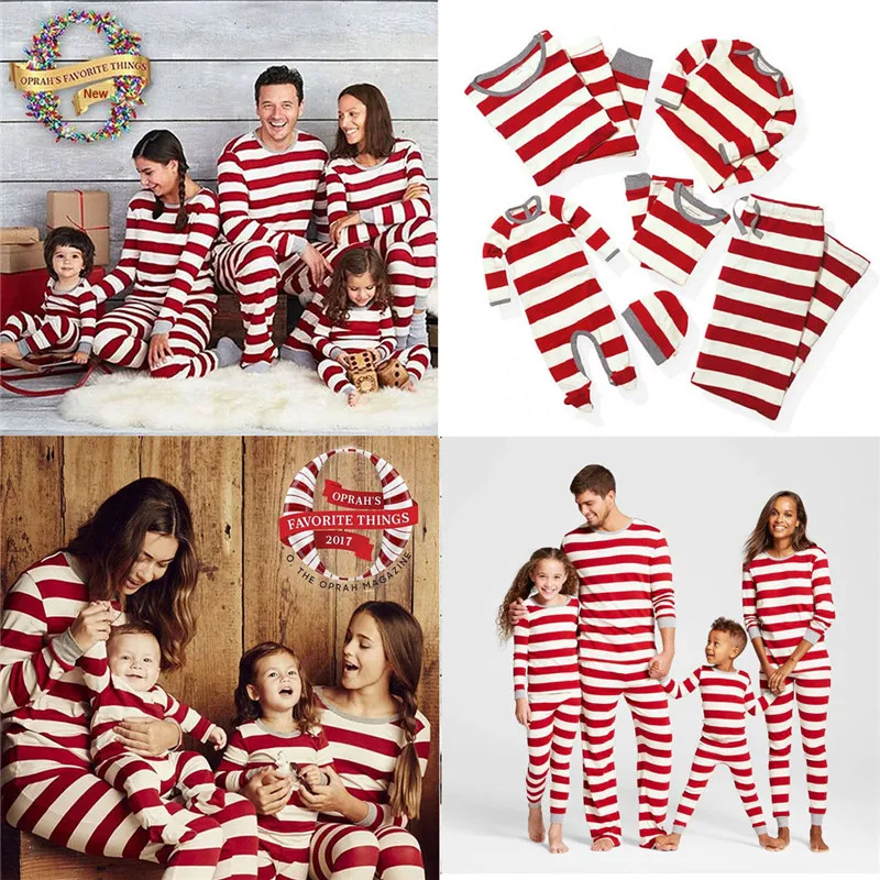 

Family Match Christmas Pajamas Set Autumn Winter Mum Dad Kid Baby Striped Sleepwear Nightwear Homewear Family Matching Pjs Set