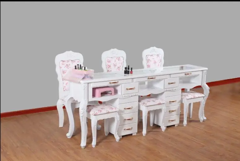 White paint special double deck manicure table single double three manicure table manicure table chair