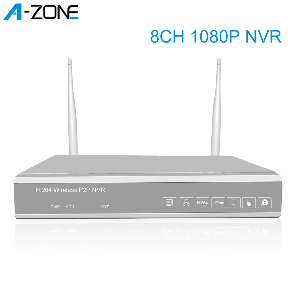 

A-ZONE 8CH 1080P NVR For Wifi CCTV Surveillance Video System H.264 2.0MP Network Video Recorder For Wireless Security Camera Kit