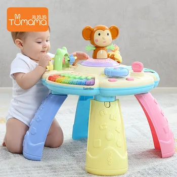 

Multifunctional game table puzzle early teaching toy bilingual game table enlightenment happy learning table kids desk