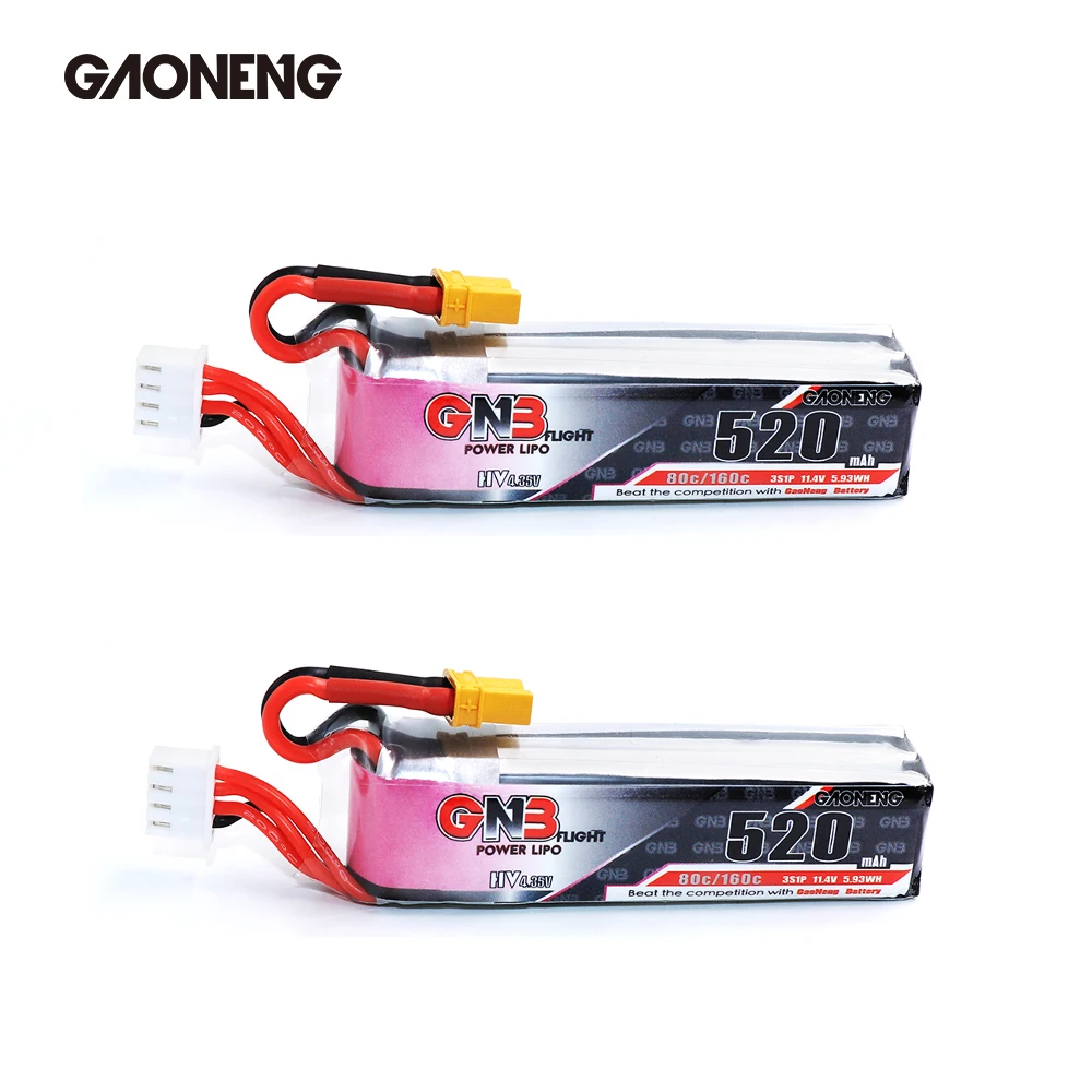 Skup 4 sztuk Gaoneng GNB 520mAh 3S 11.4V 80C 160C HV bateria lipo w XT30 wtyczka dla Beta85X Micro FPV wyścigi Cine Whoop BetaFPV Drone