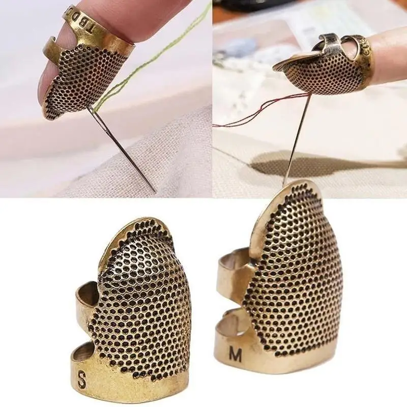 Retro Handworking Sewing Thimble Finger Protector Needlework Metal Brass Sewing Thimble DIY Sewing Tools Accessories