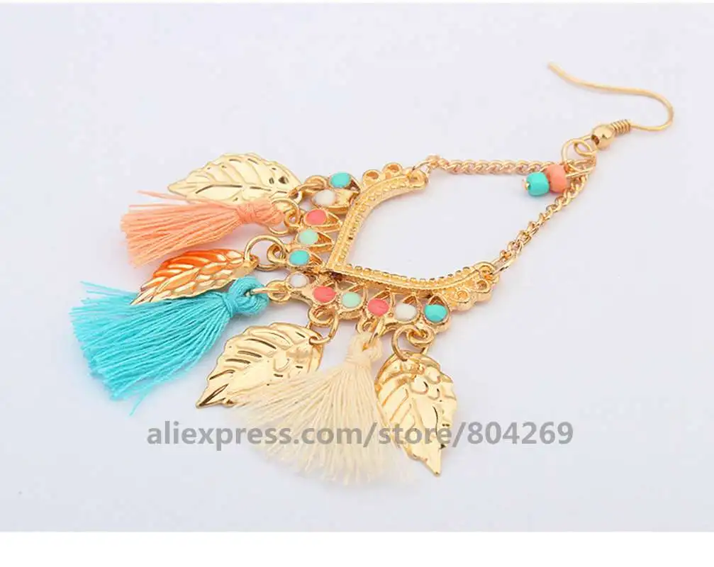 120 pair/lot Wholesale Spring Summer Fashion Tassel Earrings Vintage Long Dangle Leaf Jewelry