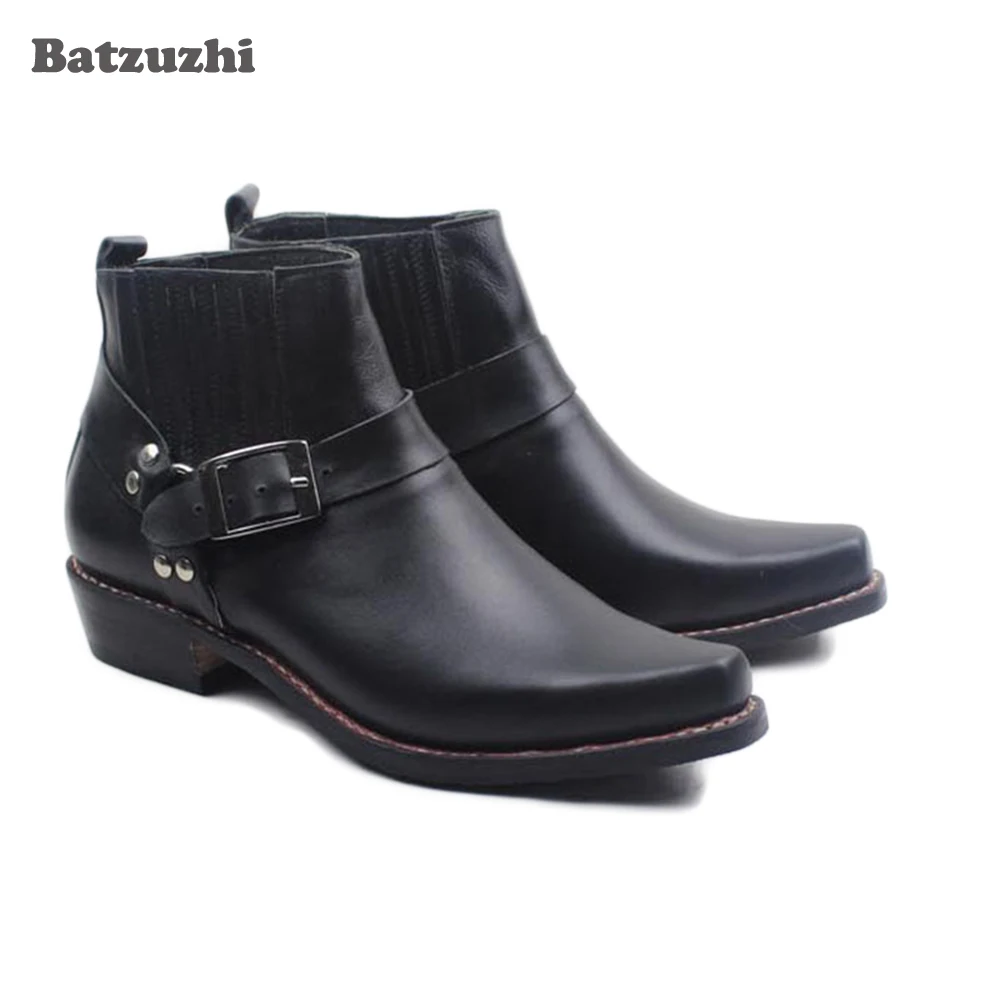 

2020 New Western Cowboy Boots Cowhide Genuine Leather Boots Men Shoes Pointed Toe Real Leather Motorcycle Riding Boots Rock Bota