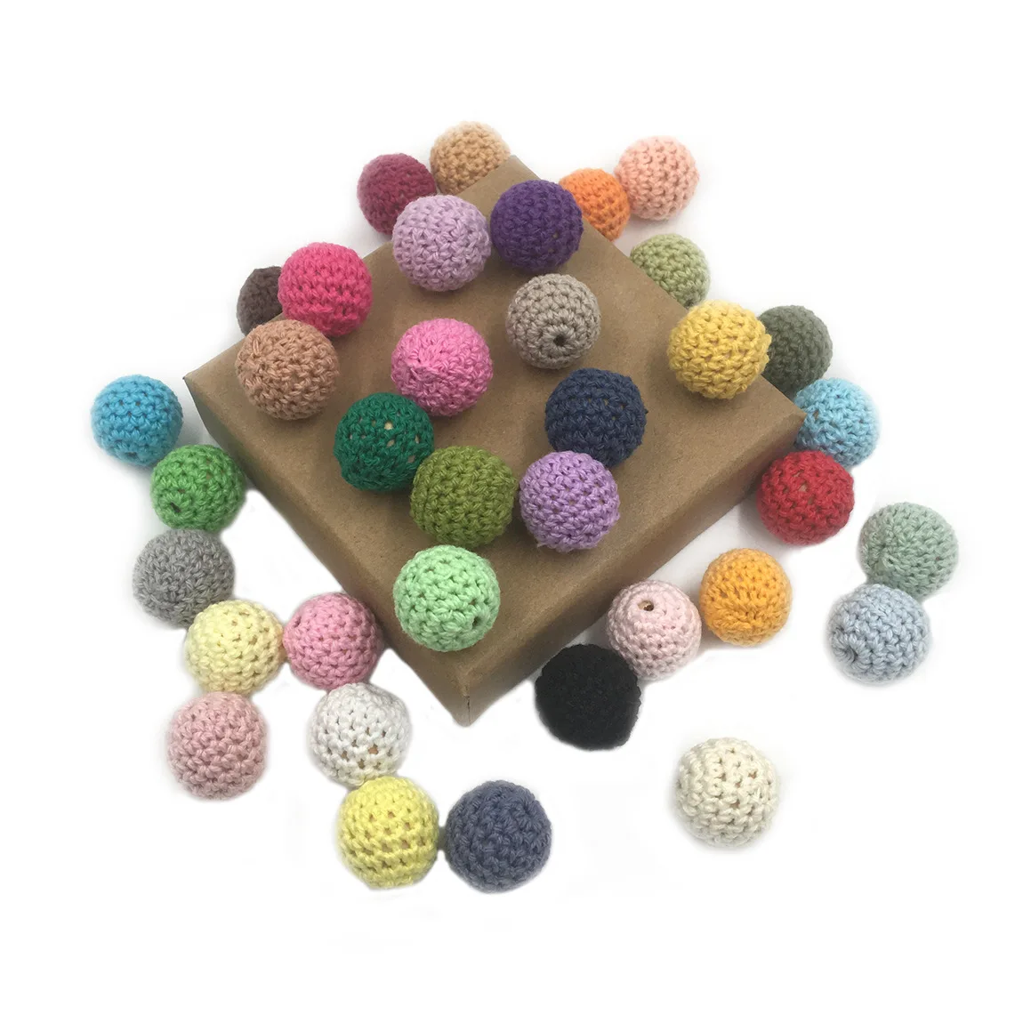 

5Pcs DIY Crochet Beads Can Chew Beads 20mm Teething Necklace Pacifier Chains Accessories Wooden Teether Baby Teether Toy Gift