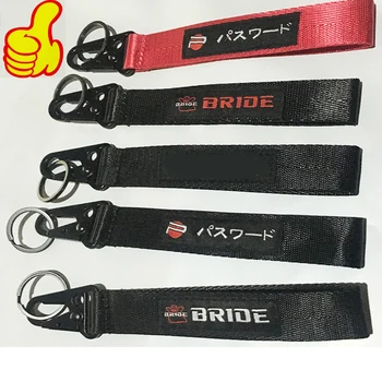 

JDM Racing BRIDE MUGEN Keychain Mobile Phone ID Card Hanging Strap Lanyards As Fck Domo Shocker Auto Key Ring