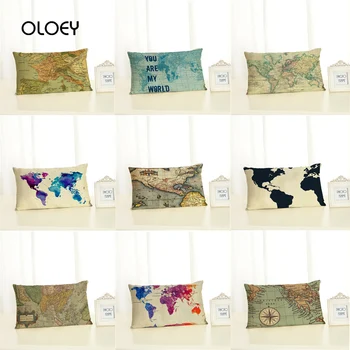 

High Quality Map Household Clothes Pillow Case Home Bedroom Hotel Bed Car Decoration Pillow Case Soft and Comfortable 30x50cm .