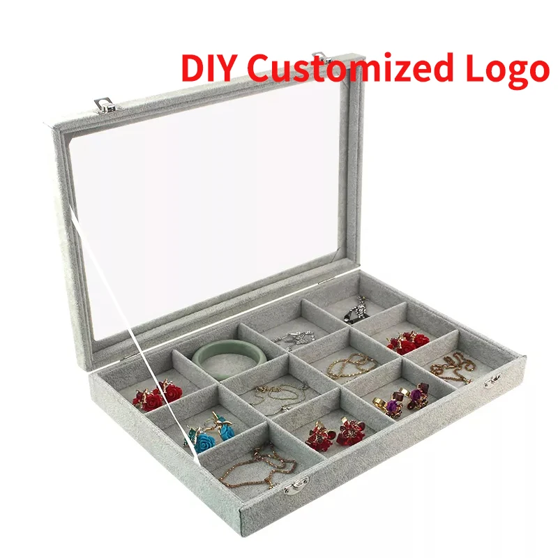 Jewelry Boxes Storage & Organization Velvet Glass Jewelry Ring Display