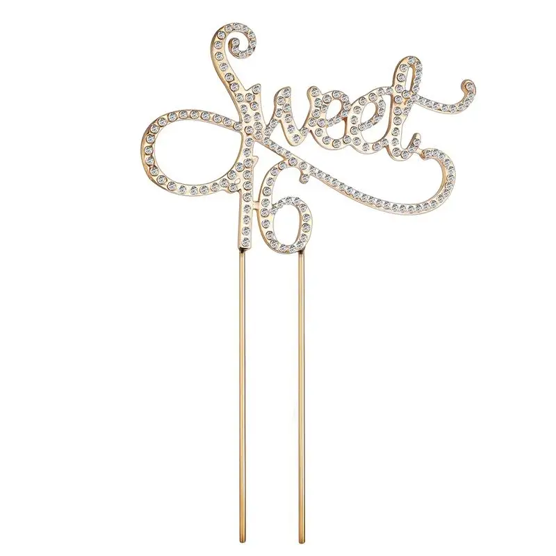 

1PC Sweet 16 Reusable Rhinestone Alloy Monogram Cake Topper Cake Pick For Birthday Decoration