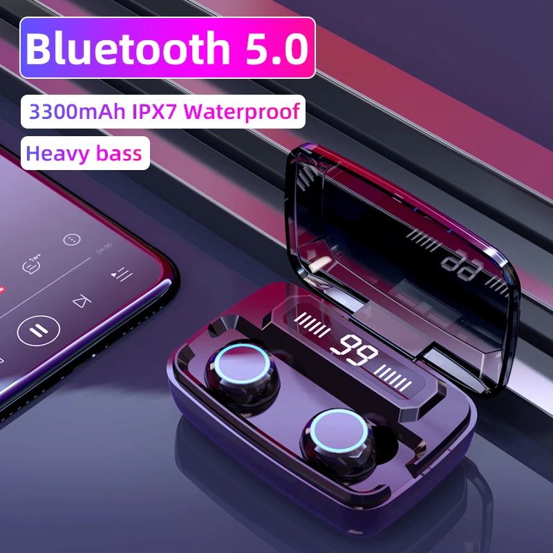 Original Wireless Headphones M11 TWS Bluetooth 5 0 In ear earphone Noise reduction HiFi IPX7 Waterproof Headset for sports