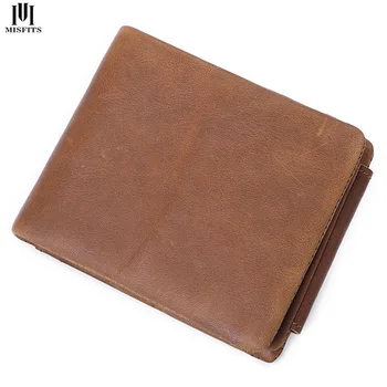 

MISFITS Brand Men Genuine Leather Wallet With Zipper Coin Pocket Multifunctional Vintage Casual Clutch Bag Free Shipping