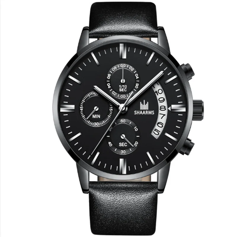 

Successful Business Watch Stainless Steel Strap Watch Quartz Men's Fashion Sports Case Leather Complete Calendar,water Resistant
