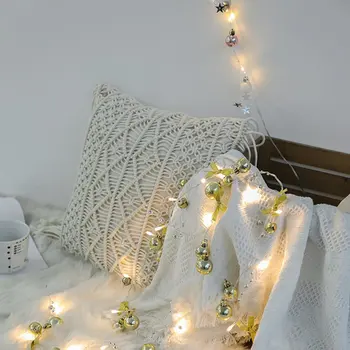 

New Silver Copper Wire Gold Ball Bow Bell Light String Led String Christmas Garlands Fairy Light For New Year 's Decoration