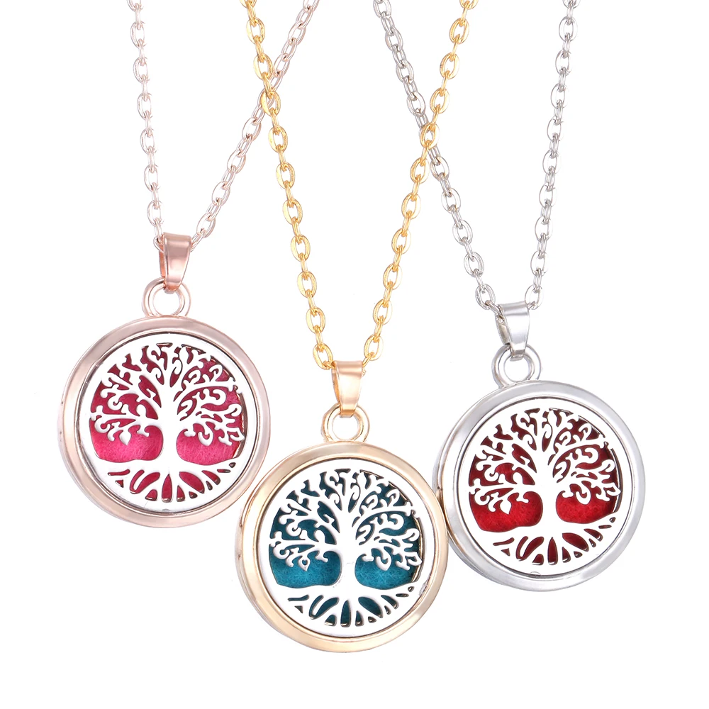 Tree of Life Aromatherapy Necklace Magnetic Essential Oil Diffuser Perfume Necklaces Box Locket Pendant Aroma | Украшения и