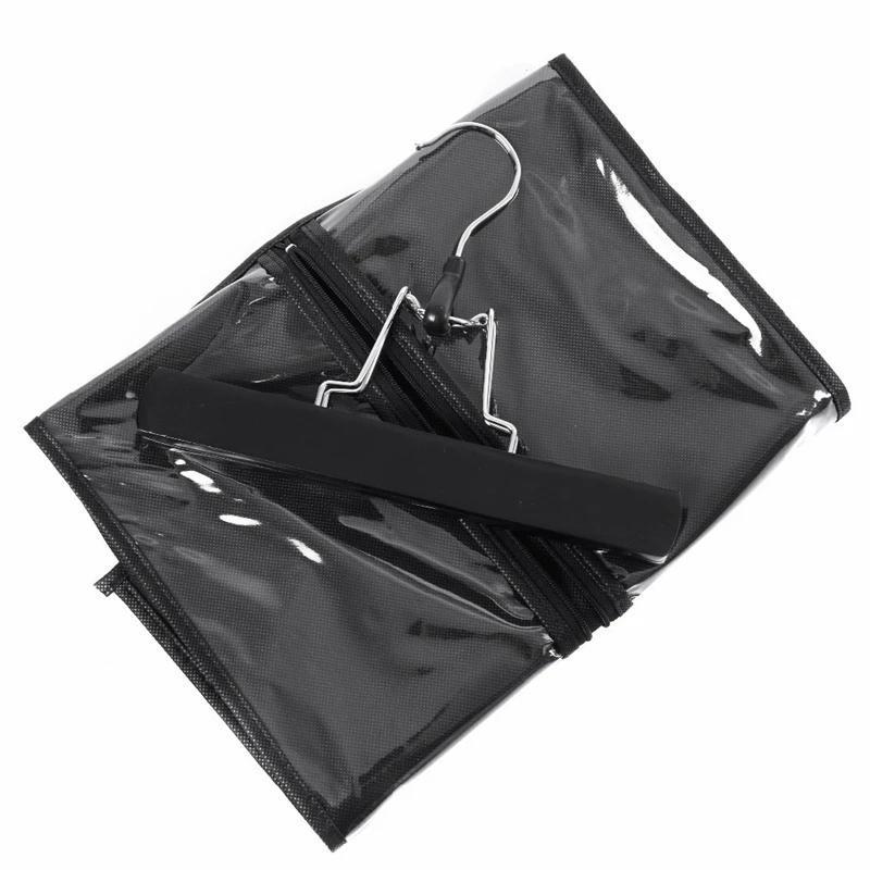 

Zipper Wig Bag 3 Sets(3 Bags+3 Hanger) Black Hair Extension Carrier Storage Suit Case Bag Dust Proof Hair Extensions Bag