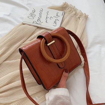 

Elegant Crocodile Pattern Crossbody Bags for Women Solid PU Leather Luxury Handbag Retro Shoulder Bag Elegant Shopping Totes
