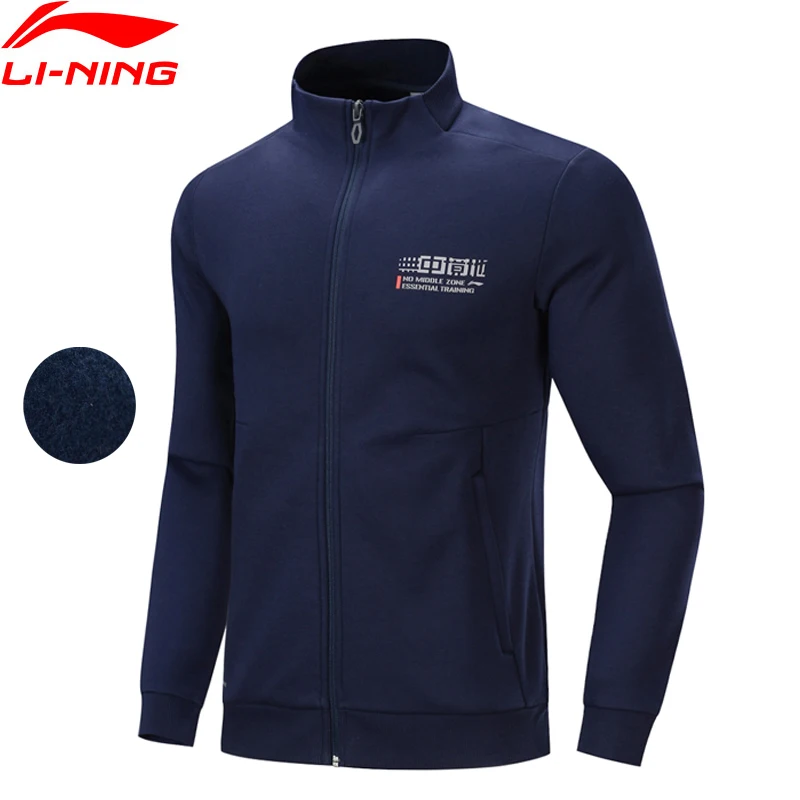 

Li-Ning Men Training FZ Knit Top WARM AT Fleece Regular Fit 64% Polyester 36% Cotton LiNing Sports Winter Coat AWDP677 COND19