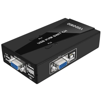 

VEGGIEG USB VGA KVM Switch Box 2 in 1 Out Video KVM USB Switch for Mouse Keyboard Monitor Sharing Computer