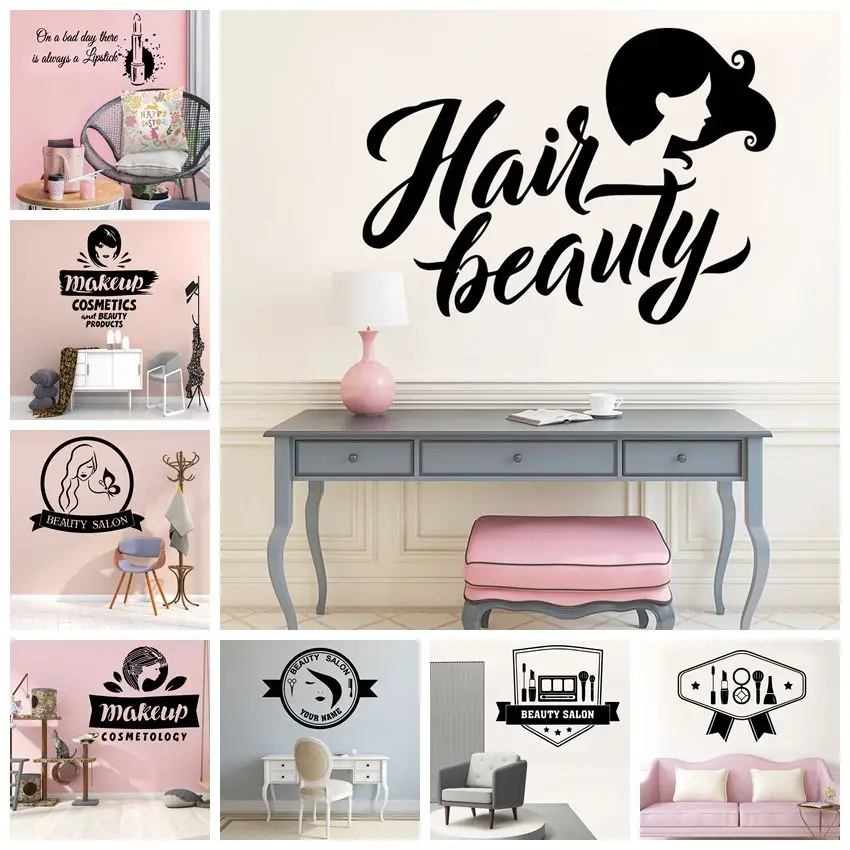 Fashion Style beauty salon Wall Vinyl Stickers For Barber Salon Rooms Wall Decor Decal Beauty Salon Pvc Sticker Murals