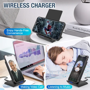 Posugear 15W Qi Wireless Charger Stand For iPhone 11 pro 8 X XS  Samsung s10 s9 s8 Fast Wireless Charging Station Phone Charger 5