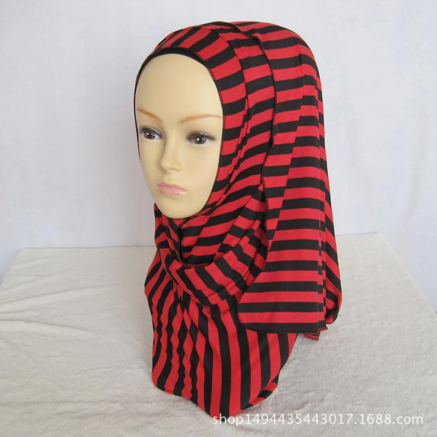 Yiwu мусульманские горячие модели классический полосатый трикотаж шарф многоцветный головной убор уютная шаль воздуха