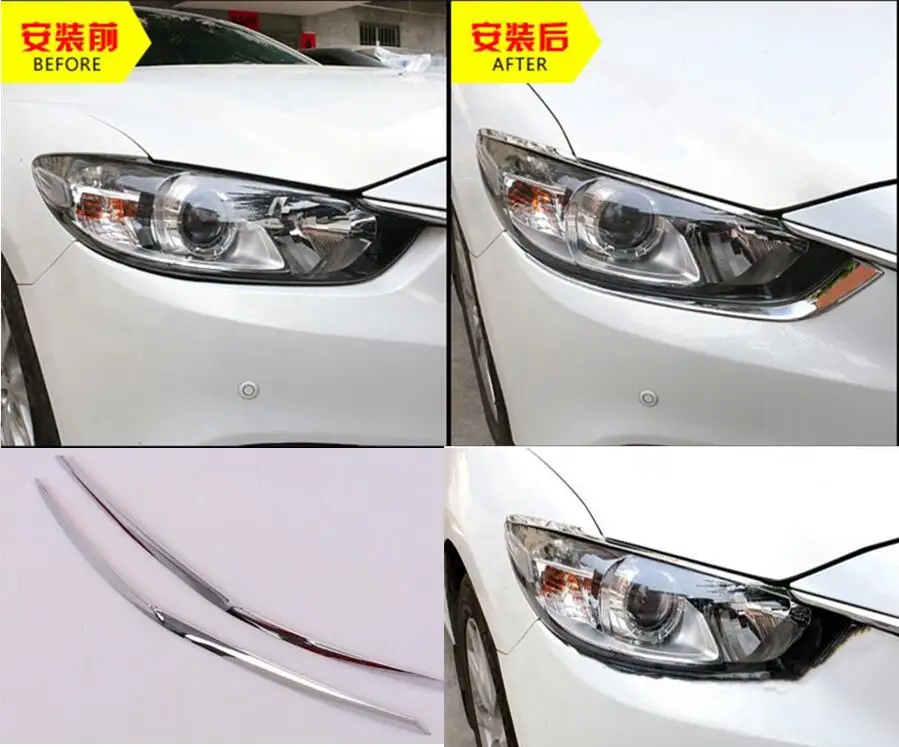 

Chrome ABS Head Light Cover Front Lamp Eyebrow Eyelid Trims 2014 2015 2016 for Mazda 6 GJ ATENZA Mazda6 M6