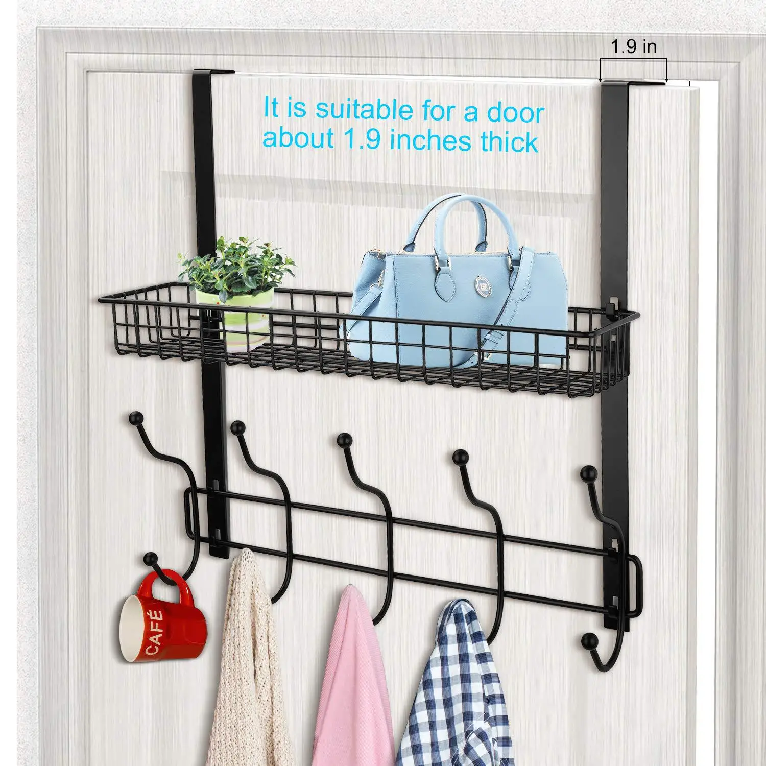 Door Behind The Hook Creative Seamless Hook Wrought Iron Detachable Door Back Free Hanging Clothes Rack Nail-free Door Hanging