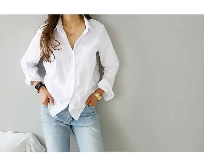 2020New Women White Shirt Female Blouse Tops Long Sleeve Casual Turn-down Collar OL Style Women Loose Blouses