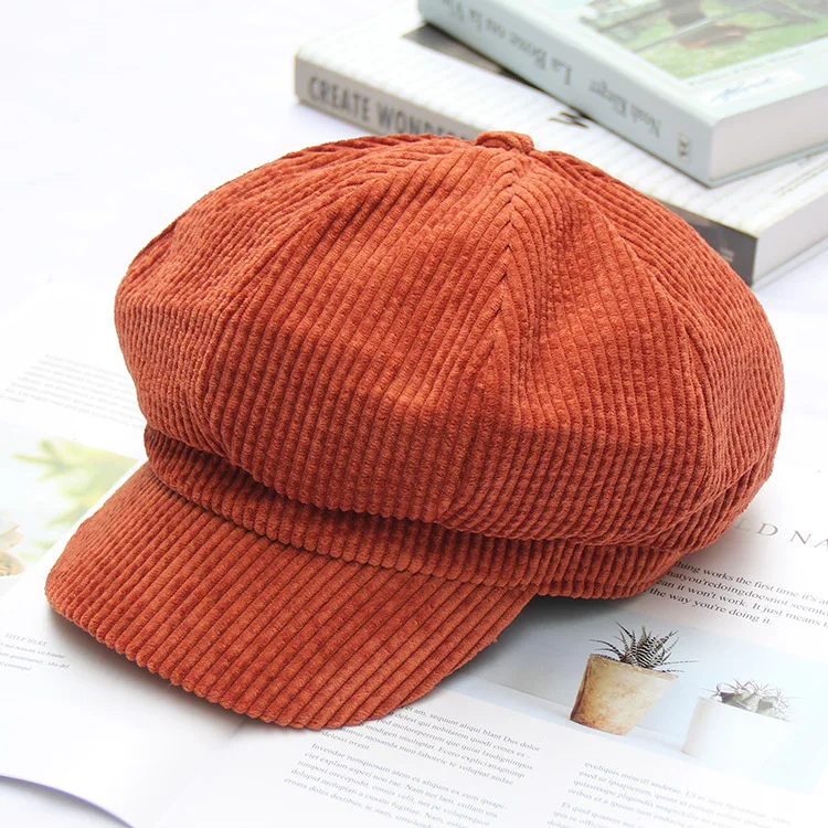 Береты женские шапки для осени и зимы Benn Вязание художника согревают саржа вельвет сплошной цвет плюс бархат