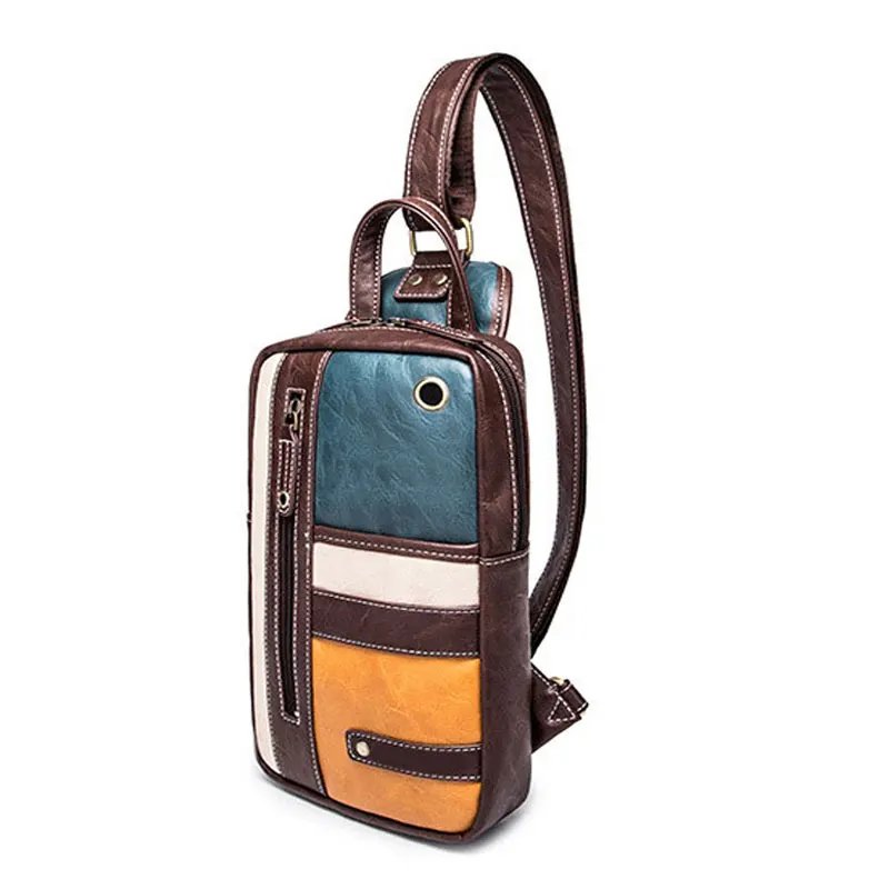 

Men's Vintage Chest Bags Casual Shoulder Cross Body Pack for Man Phone Pouch PU Leather Satchel Handbag