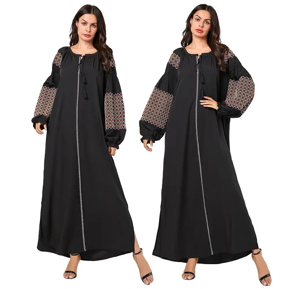Abaya женское мусульманское длинное платье для девочки ислам Дубаи Этническая вышивка кафтан молитва повседневные свободные исламский джильбаб дамы турецкие платья