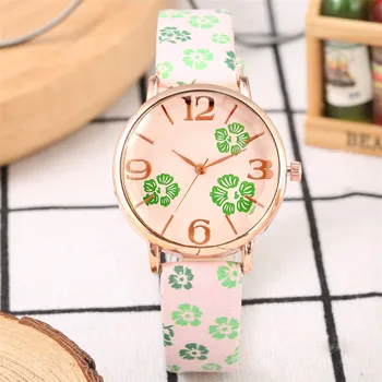 

Blooming Flowers Design Female Watches Quartz Leather Women's Wrist Watches Rose Gold Analog Display Ladies Timepiece