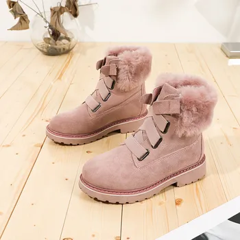 

2019 Winter Ankle Boots Women Square Heel Boots Zapatos De Mujer Round Toe Warm Martin Boots Women Genuine Shoes Bottes Femme