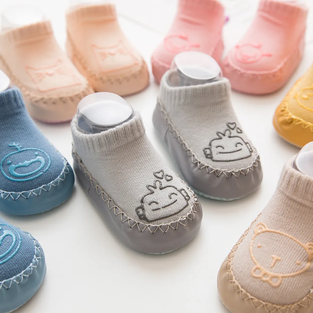 TELOTUNY противоскользящие носки для новорожденных милые зимние носки для малышей с героями мультфильмов для маленьких мальчиков и девочек Детские хлопковые теплые носки-тапочки, 905